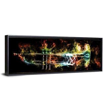 Brass Trumpet with Vibrant Smoke Wall Art