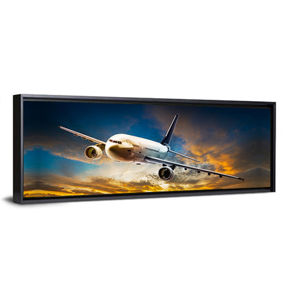 Jet Over Golden Cloudscape Wall Art