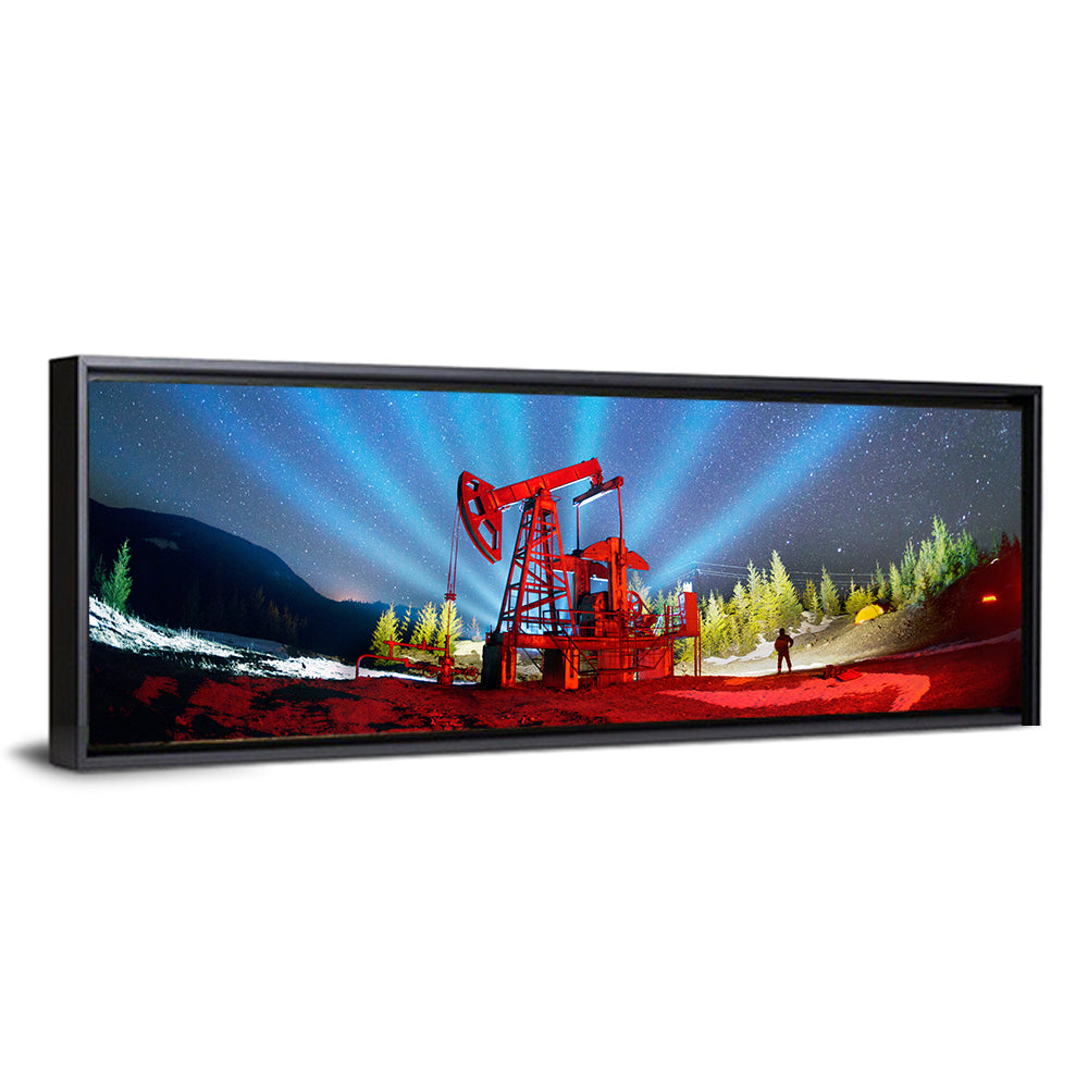 Starry Night Oil Pump Jack Wall Art