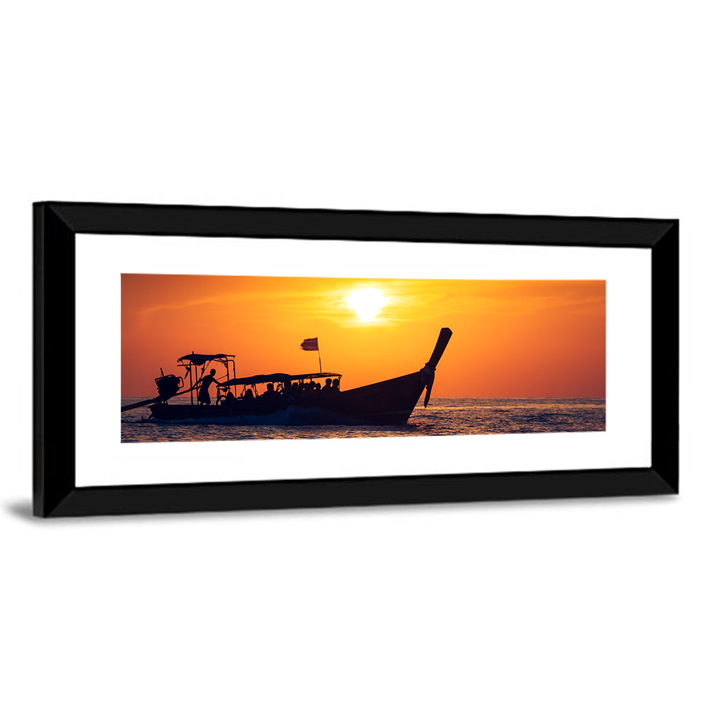 Longtail Boat at Sunset Wall Art
