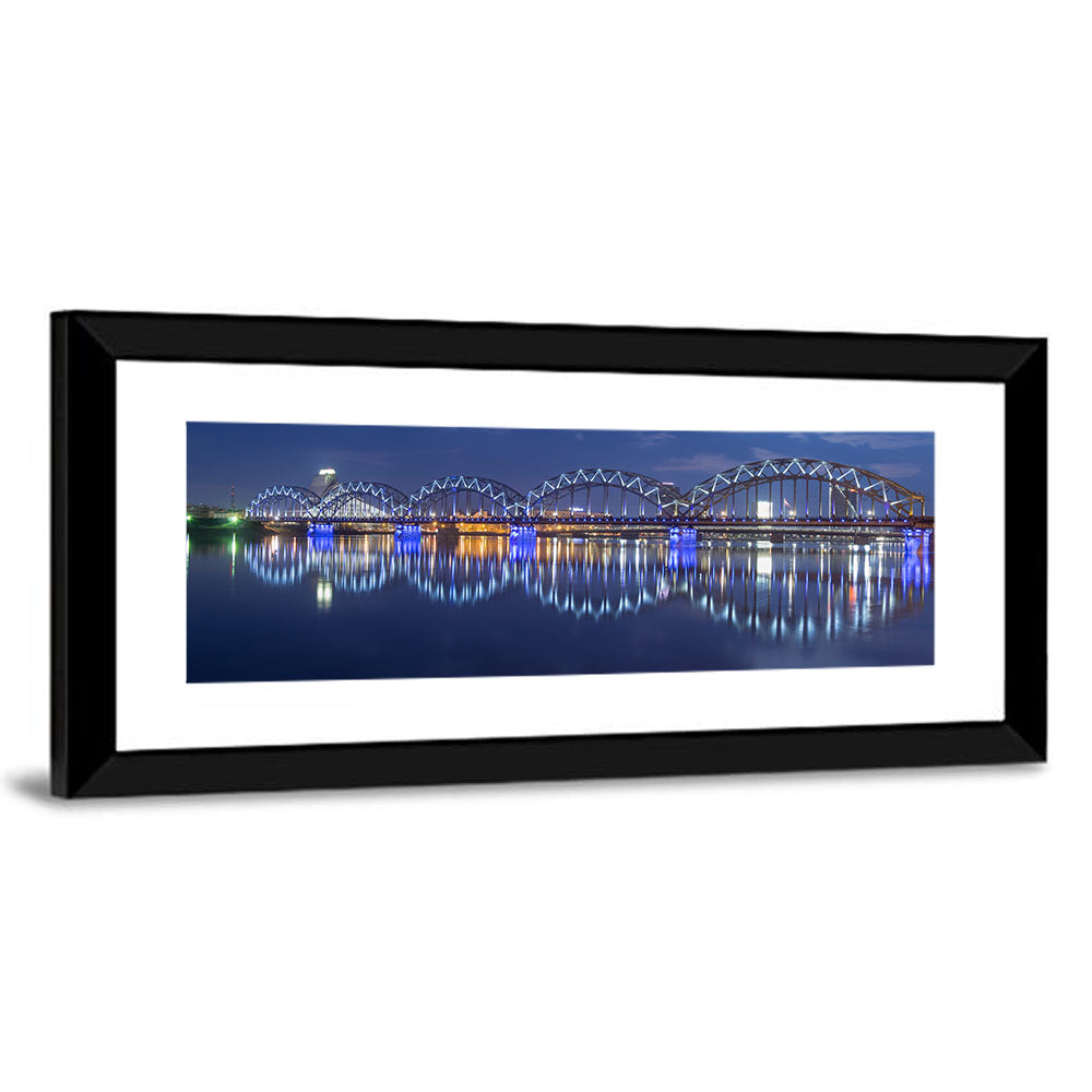Riga Rail Bridge At Night Wall Art