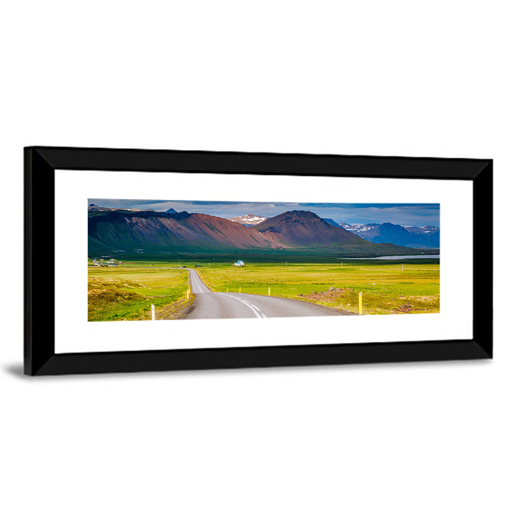 Icelandic Winding Road Toward Mountains Wall Art