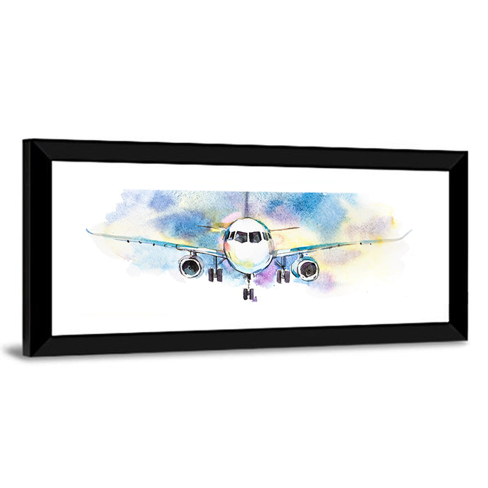 Symmetrical Airplane Watercolor Sketch Wall Art as a framed print