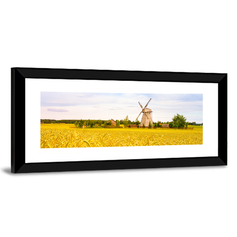 Dudutki Windmill in Golden Fields Wall Art