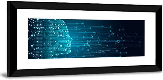 Blue Ai Head Profile Wall Art