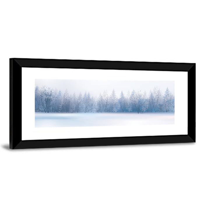 Frosted Winter Forest Wall Art as a framed print