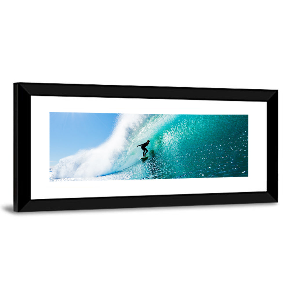 Surfer Inside Blue Barrel Wave Wall Art