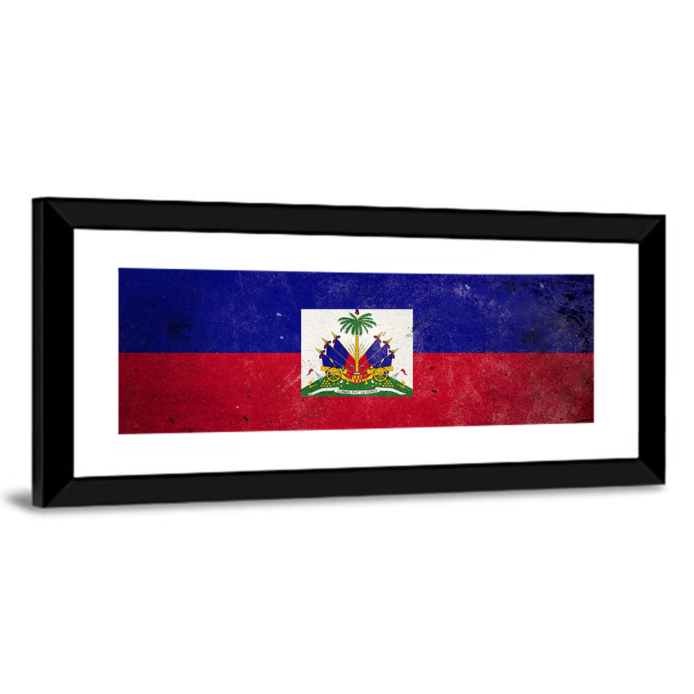 Haitian Flag with Distressed Emblem Wall Art