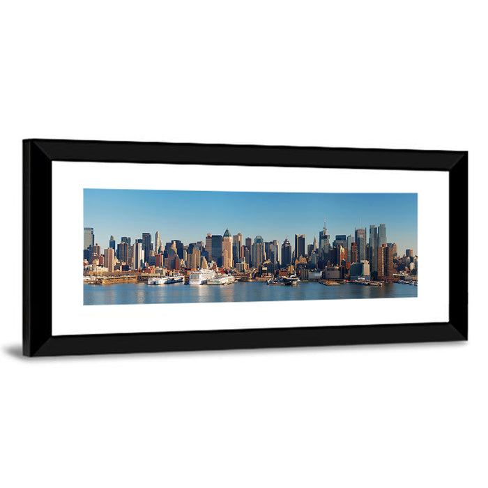 Manhattan Harbor Skyline Wall Art as a framed print