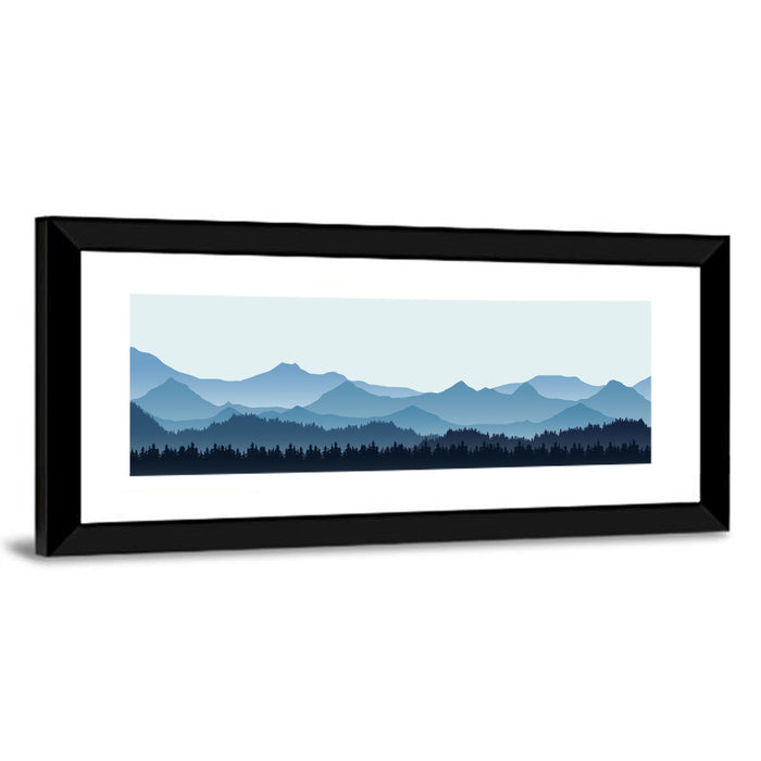 Layered Blue Mountain Range Wall Art as a framed print