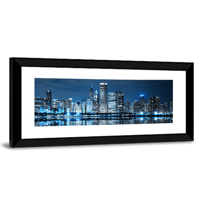 Chicago Skyline at Night Wall Art