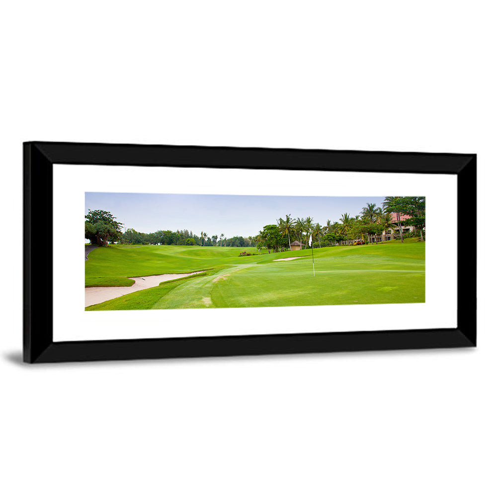 Sunny Putting Green with Palm Trees Wall Art