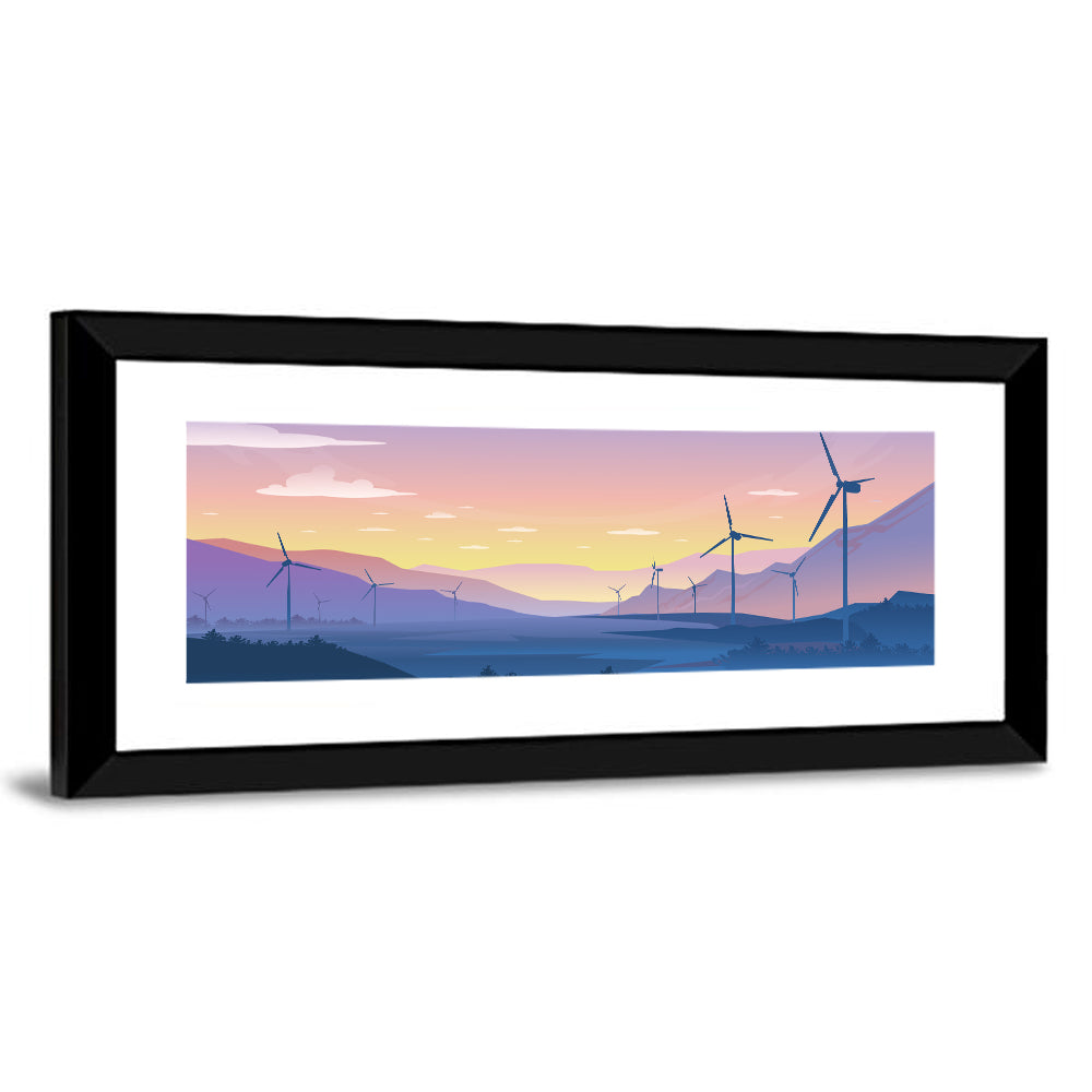 Dusk Wind Turbine Silhouettes Wall Art
