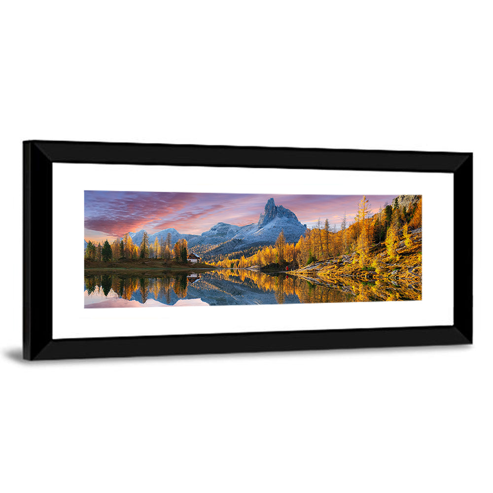 Lake Federa In Dolomites At Sunset Wall Art