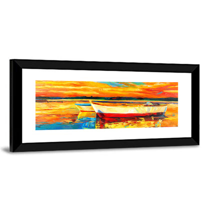Boats at Golden Sunset Wall Art