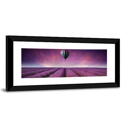 Hot Air Balloon Over Lavender Field Wall Art