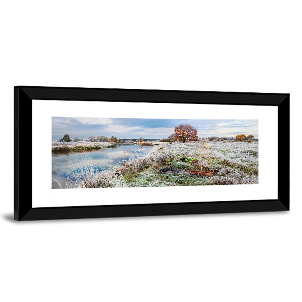 Frosted Autumn River Landscape Wall Art