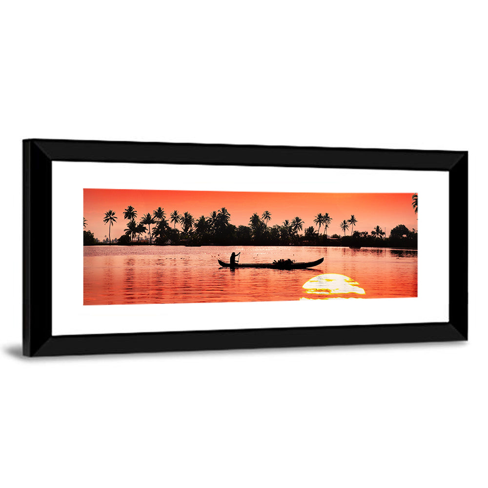 Boat and Fisherman Silhouette Wall Art