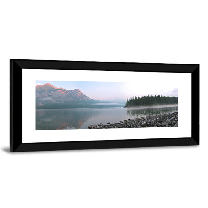 Misty Mountain Lake Wall Art as a framed print