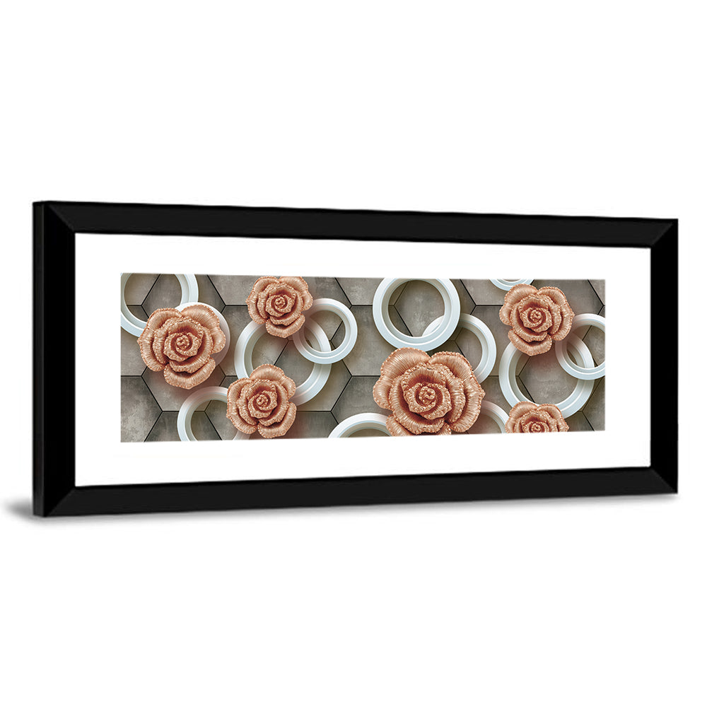 3d Rose Rings in Copper and Gold Wall Art