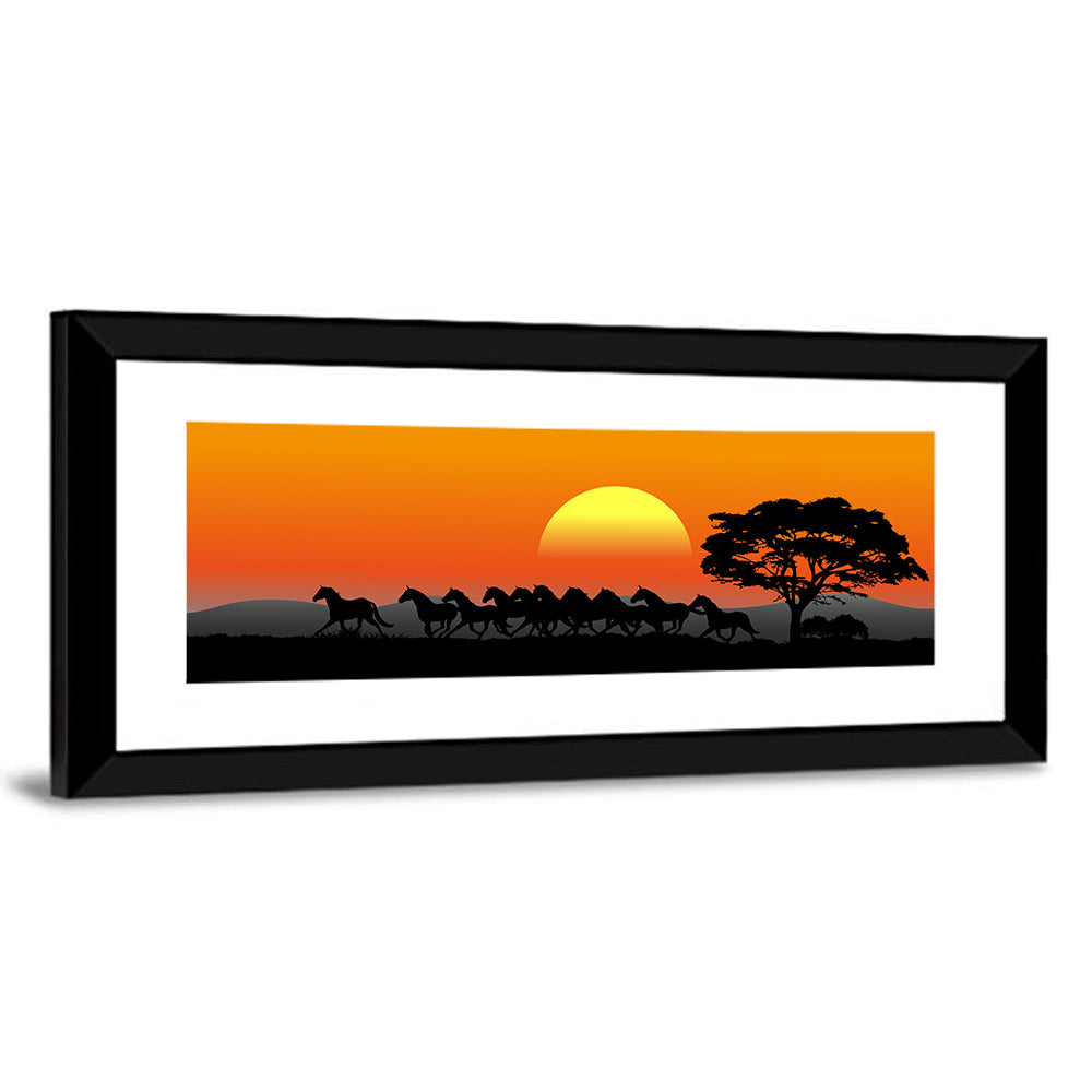 Herd of Horses at Sunset Wall Art