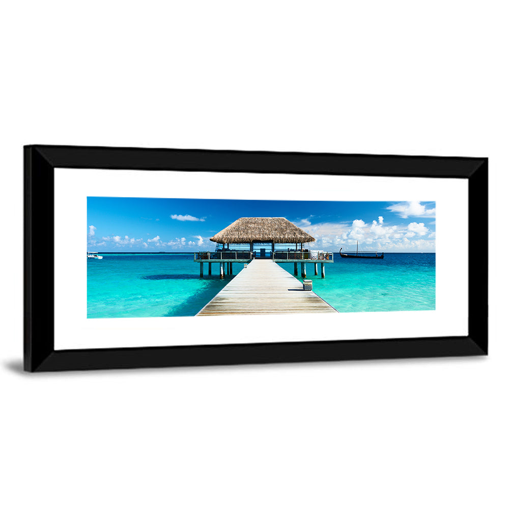 Maldives Wooden Jetty Over Turquoise Water Wall Art