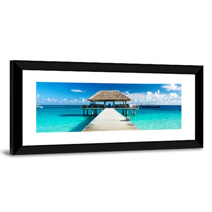 Beach With Jetty At Maldives Wall Art