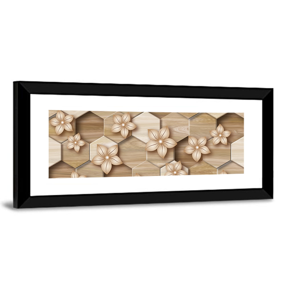 Wood Grain Honeycomb Floral Wall Art