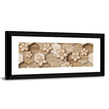 Wood Grain Honeycomb Floral Wall Art
