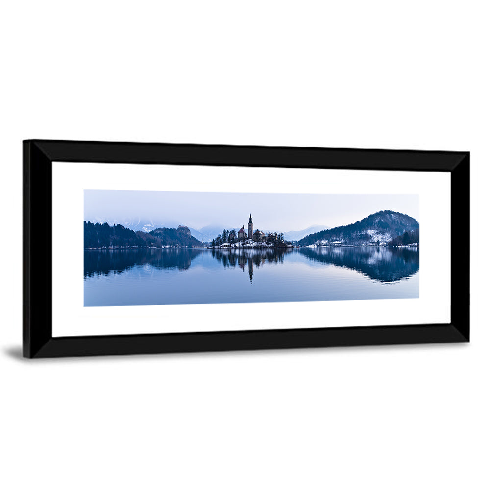 Bled Island Church in Winter Wall Art