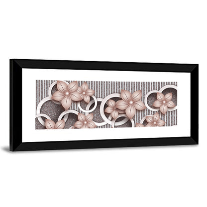 3d Floral Rings in Pink and Gray Wall Art