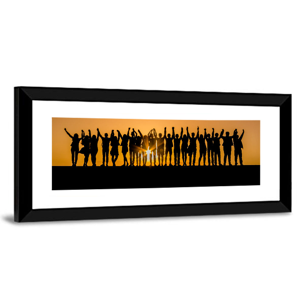 Children Silhouettes at Golden Hour Wall Art
