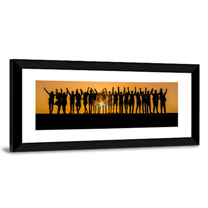Children Silhouettes at Golden Hour Wall Art