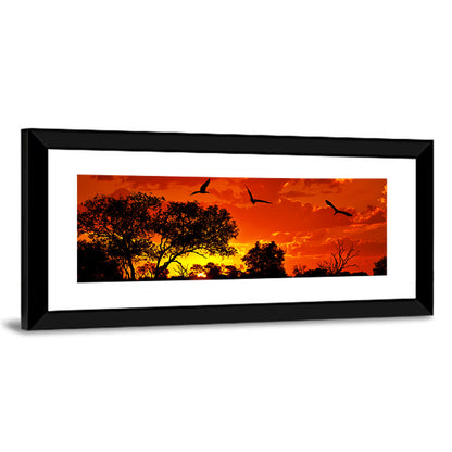 African Sunset Silhouette Wall Art