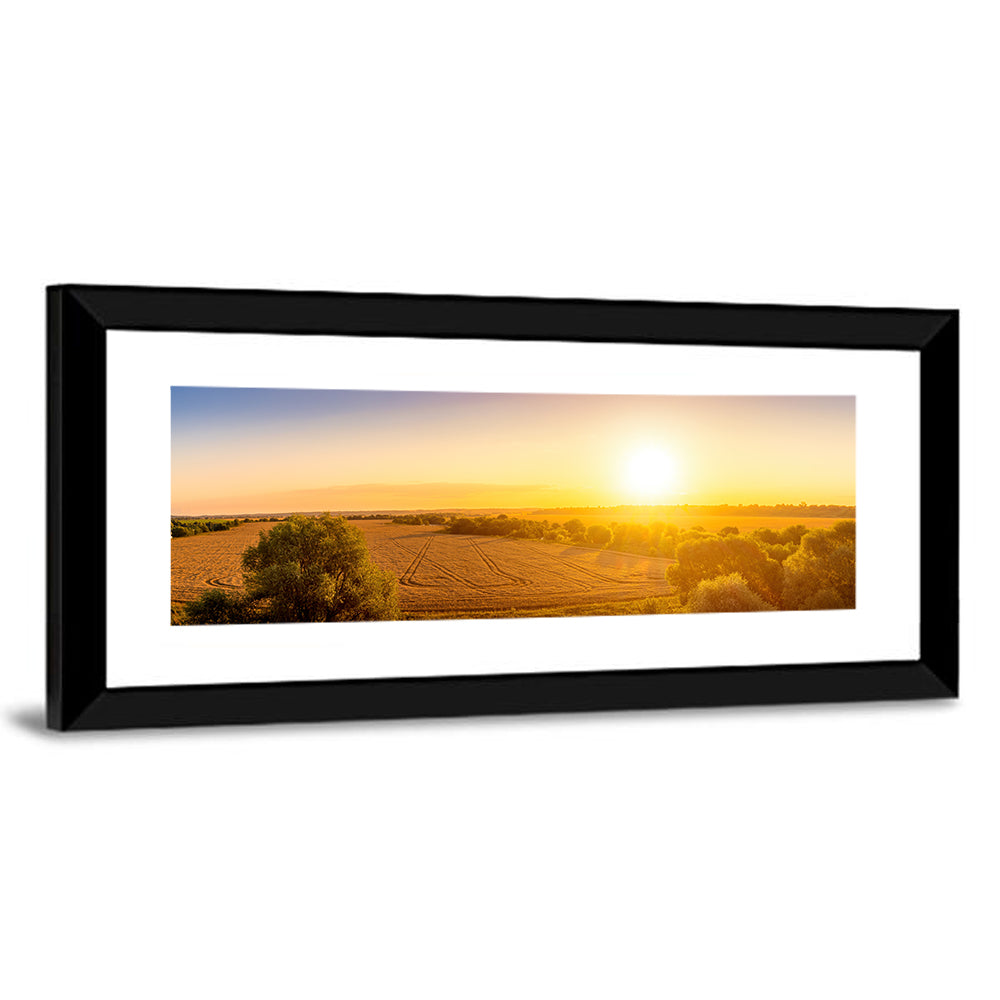 Golden Sunrise Over Wheat Field Wall Art