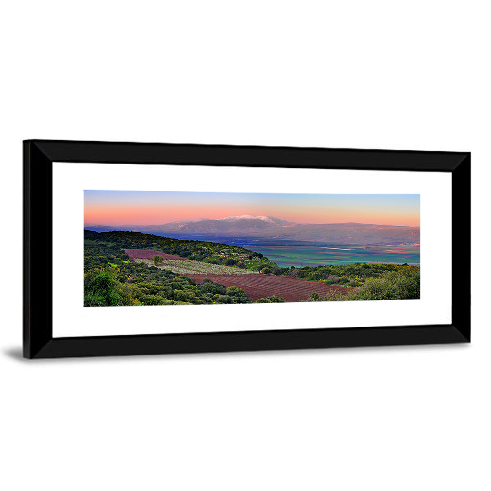 Mount Hermon Sunset Over Farmland Wall Art