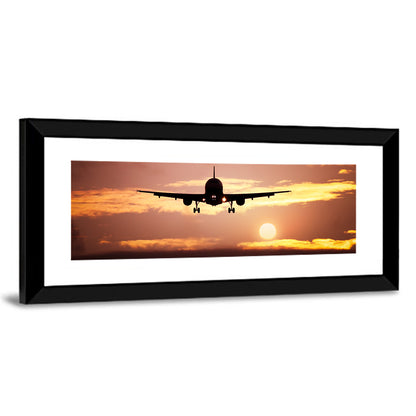 Airplane with Landing Gear at Sunset Wall Art