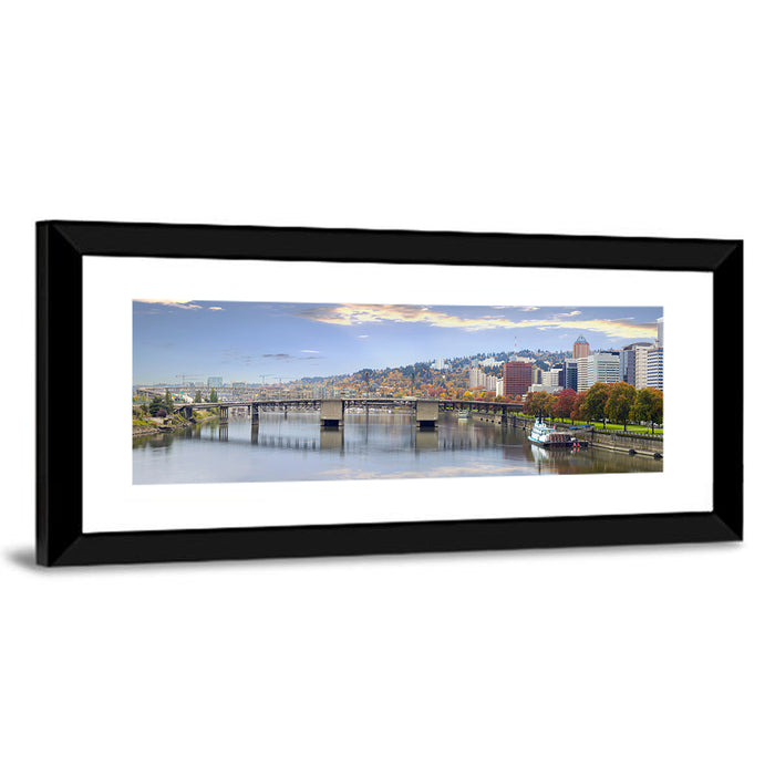 Portland Hawthorne Bridge Skyline Wall Art as a framed print
