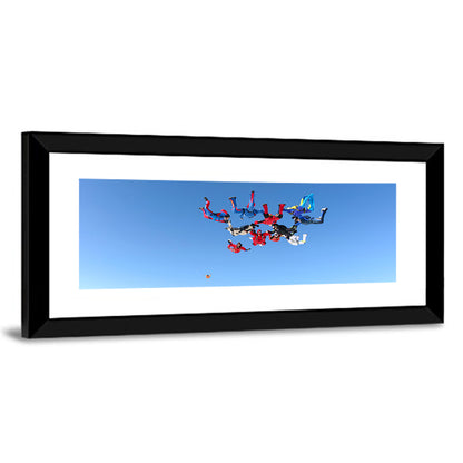 Skydiving Formation Over Clouds Wall Art