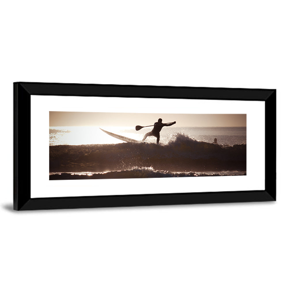 Backlit Paddleboard Silhouette at Sunrise Wall Art