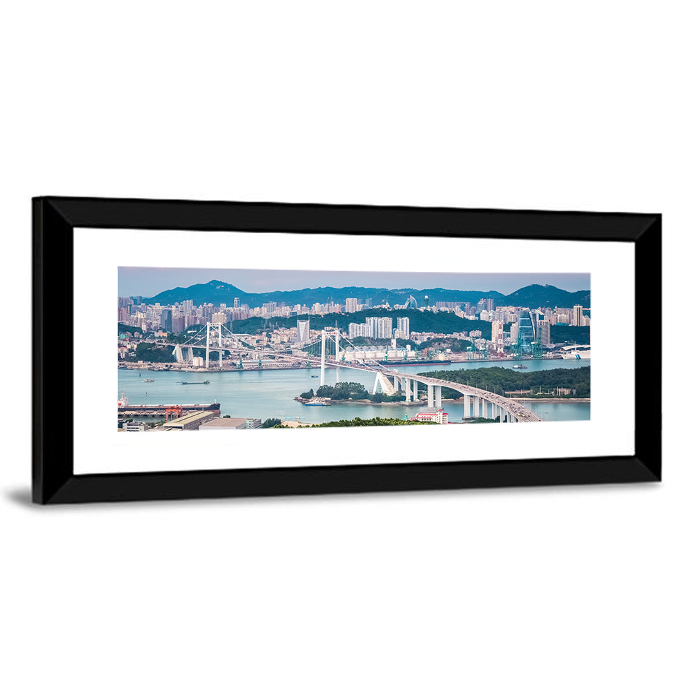 Haicang Suspension Bridge at Dusk Wall Art