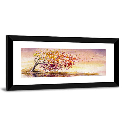 Windblown Autumn Tree Reflection Wall Art