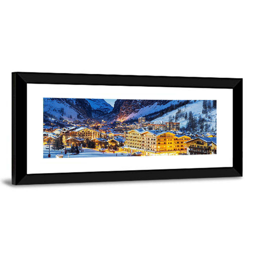 Twilight Ski Village in the French Alps Wall Art