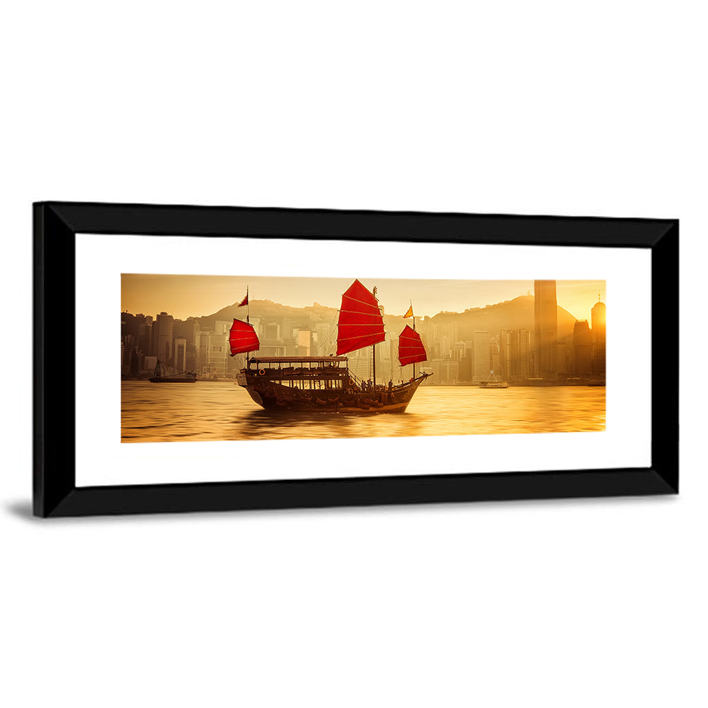 Victoria Harbour Sunset Skyline Wall Art
