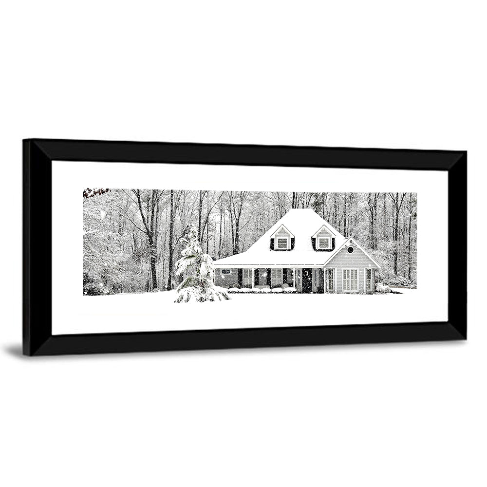 Frosty Winter House Landscape Wall Art