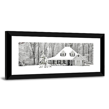 Frosty Winter House Landscape Wall Art