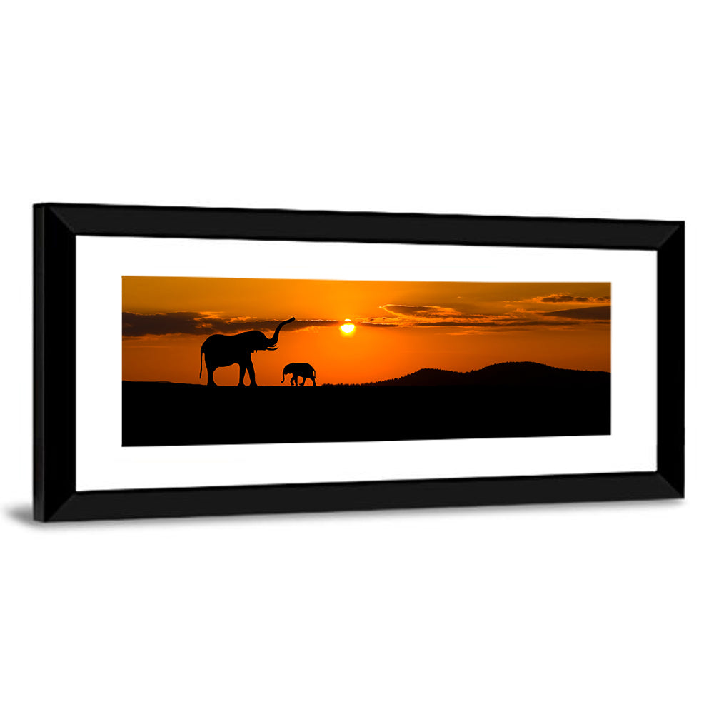 Savannah Elephant Silhouettes Wall Art