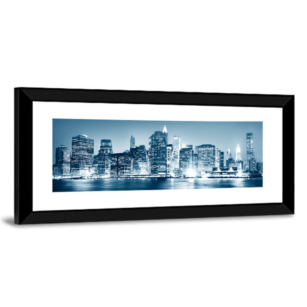New York Night Skyline Reflection Wall Art