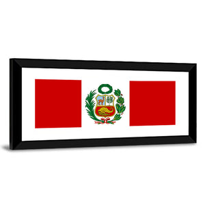 Peruvian Flag With National Emblem Wall Art