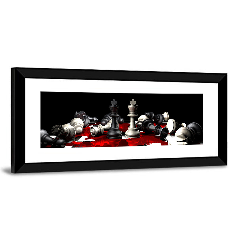Two Kings on Black Chessboard Wall Art